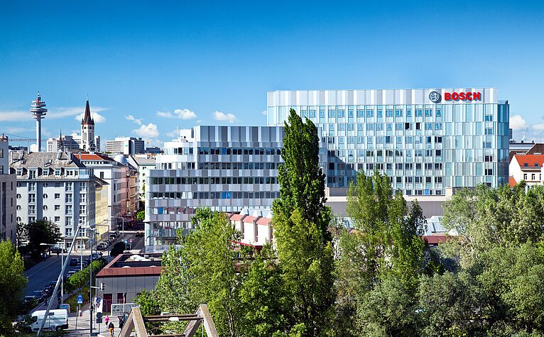 Das Headquarter von Bosch Österreich ist ein modernes Bürogebäude in Wien-Landstraße. 