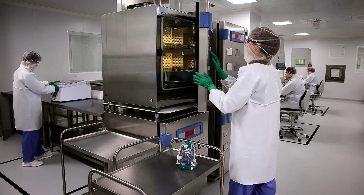Cleanroom and large incubator at Johnson & Johnson.