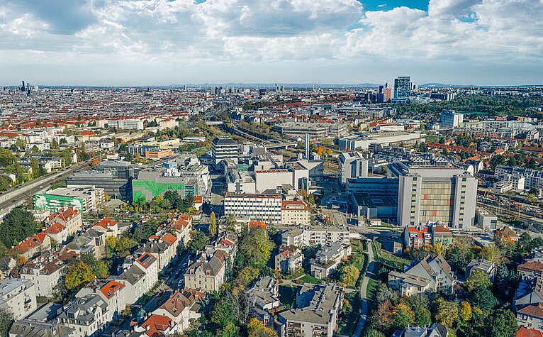 Drone view Campus Vienna Boehringer Ingelheim